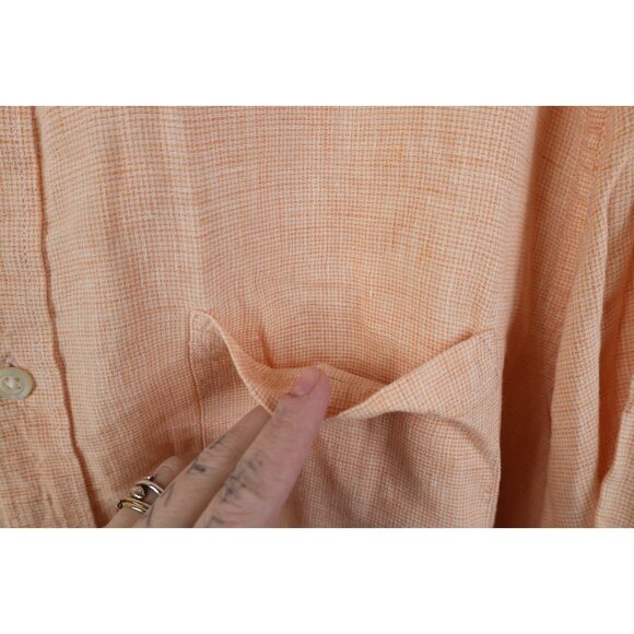 Banana Republic Mens XL Camden Fit Linen Knit Collared Button Down Shirt Orange - Picture 4 of 13